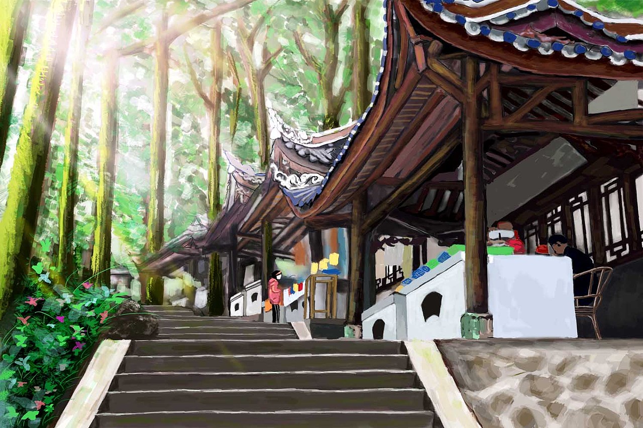 峨眉一处场景（图ZNTcyNDc2OTI=） - 创作习作 - 站酷设计师山锅原创素材 - 站酷ZCOOL