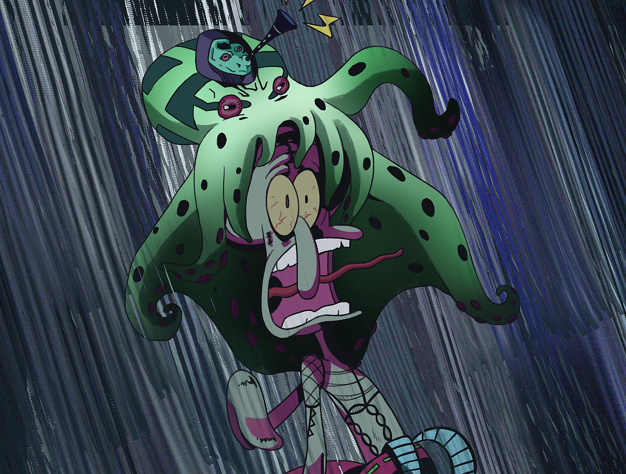 原创作品插画创作习作海绵宝宝jojo同人万圣节贺图21我滴龟龟我滴龟龟