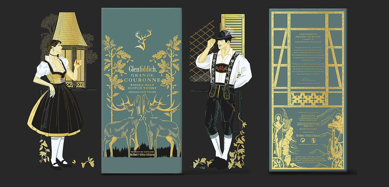格兰菲迪 Glenfiddich 2021 德国地区推广 插画包装（图ZMjgxMDU1Nzk2） - 商业插画 - 站酷设计师Pia动画师原创素材 - 站酷ZCOOL