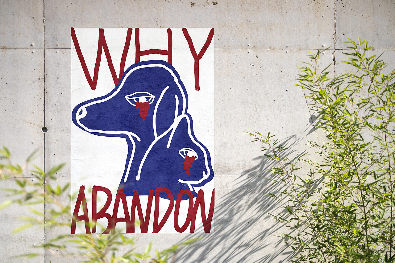 流浪动物公益海报：禁止弃养（图ZMjkwNjI1NzMy） - 绘画 - 站酷设计师游走人间的阿Lam原创素材 - 站酷ZCOOL