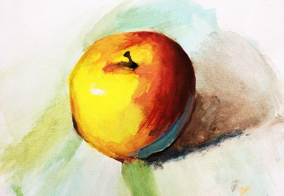 第一次按着书上用水彩画的苹果