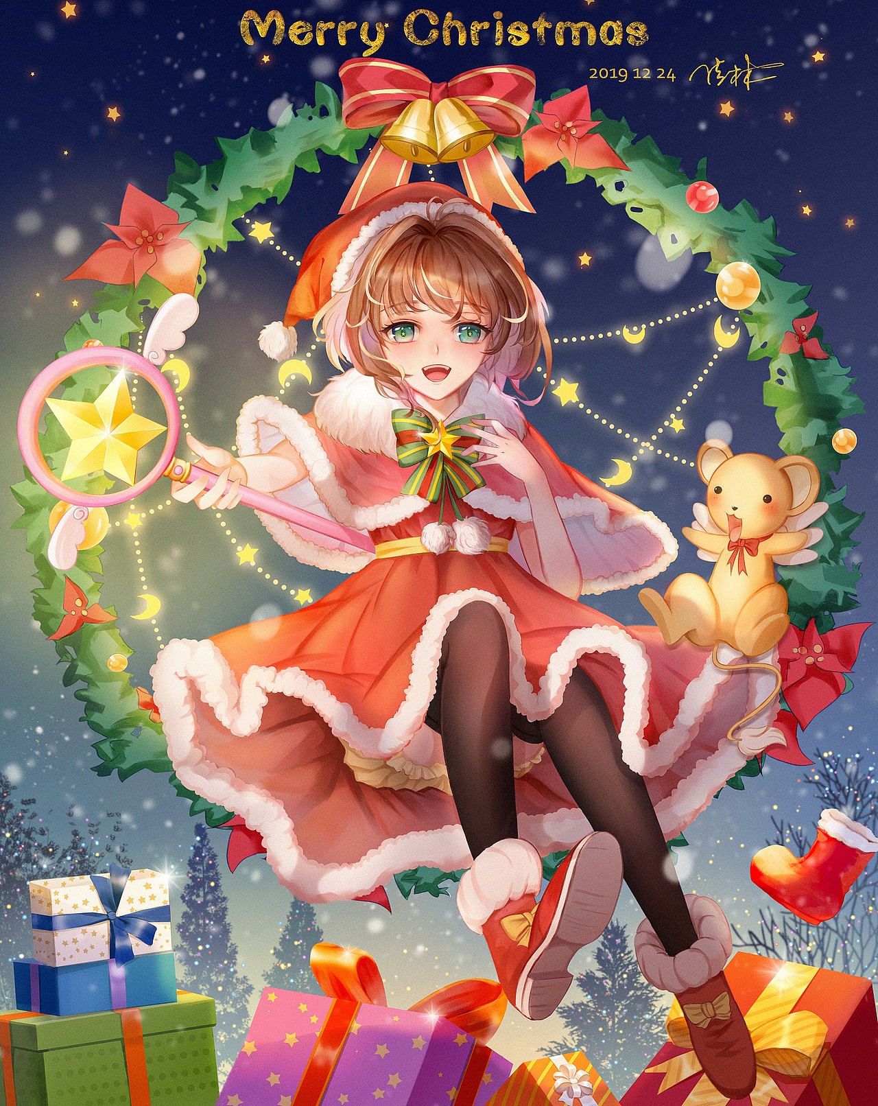 举报收藏分享原创作品插画创作习作魔卡少女樱木之本樱圣诞节绘画板绘