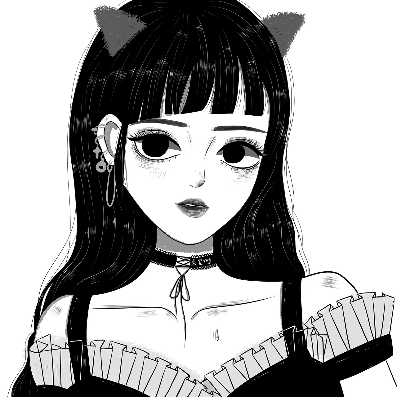 黑白漫画风格插画头像