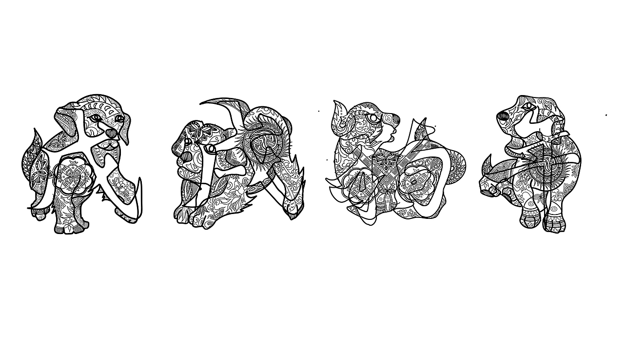 戊戌狗年传统插画（图ZMTA5MzM2NjI0） - 艺术插画 - 站酷设计师大腐的晚餐原创素材 - 站酷ZCOOL