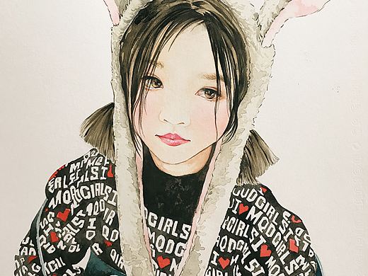 长兔耳朵的少女