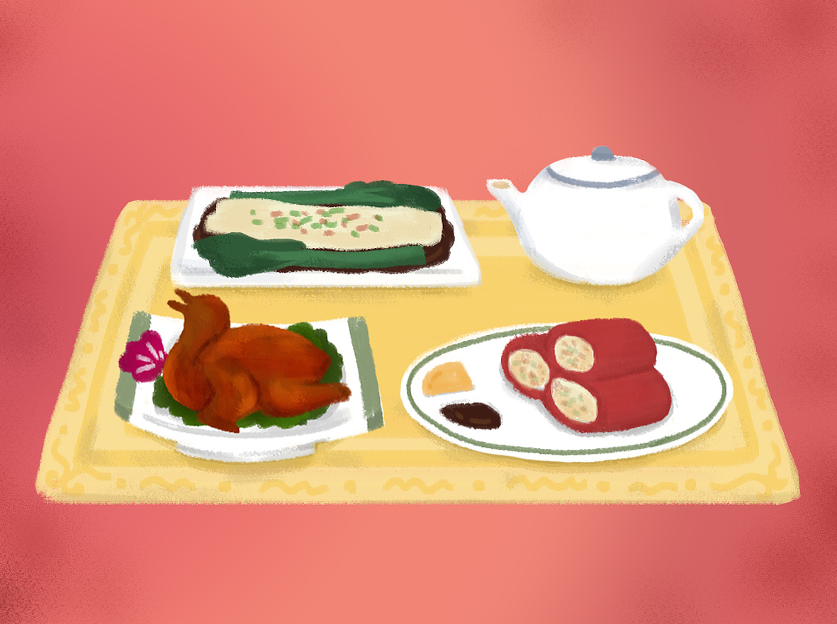 烤乳鸽/肠粉/红米肠