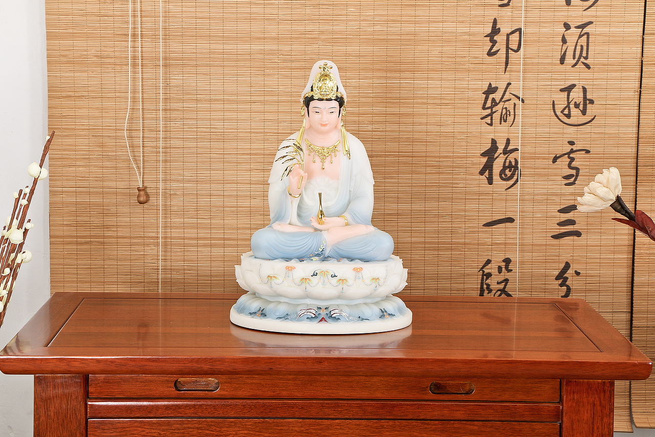 泉州惠安佛雕精工观世音菩萨玉佛像拍摄