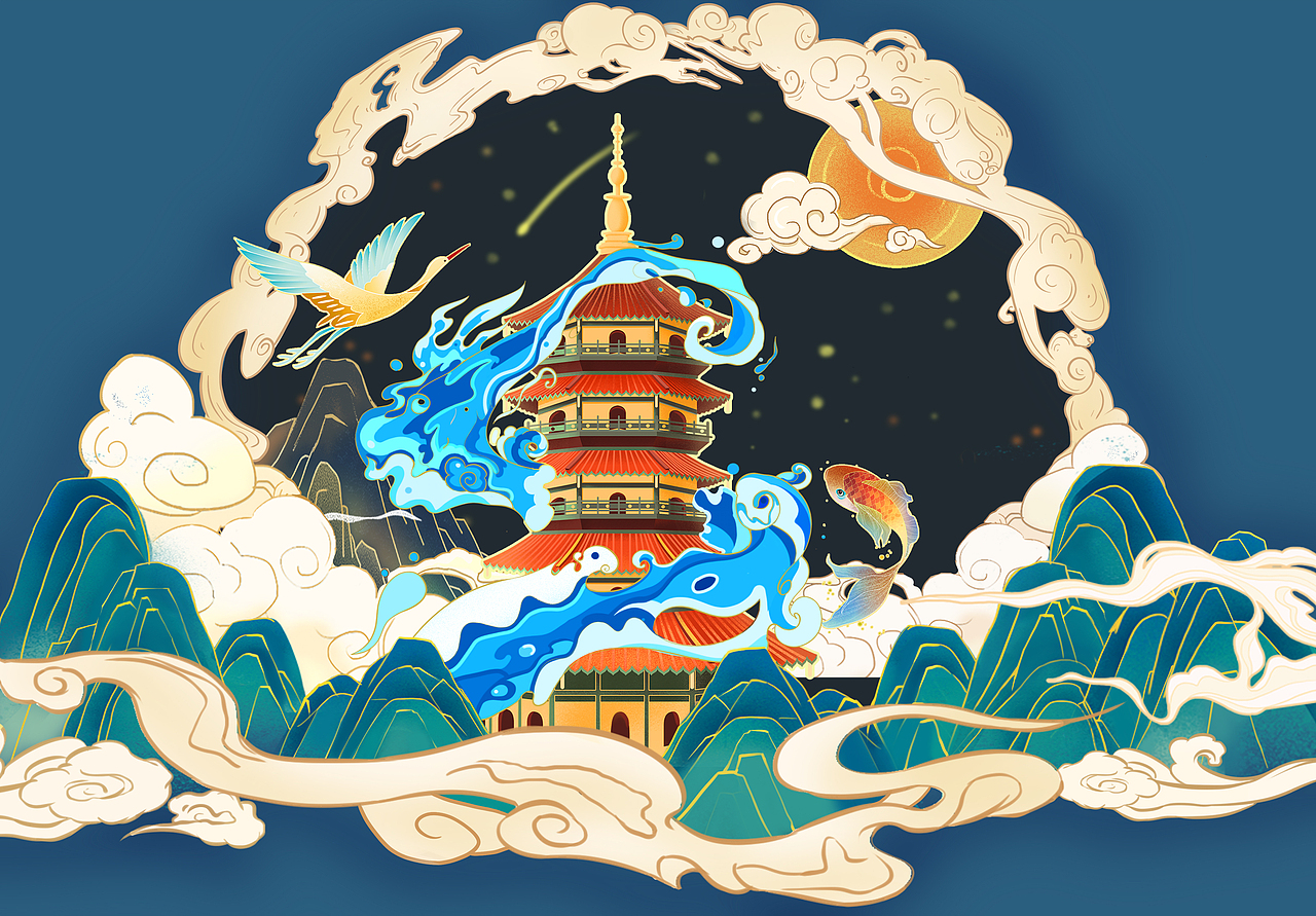 国风包装插画（图ZMjU2ODQzNDA0） - 商业插画 - 站酷设计师如玉的小七原创素材 - 站酷ZCOOL