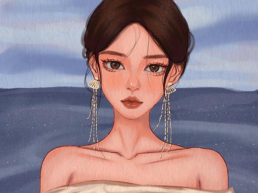临摹画仙儿妮妮的水彩风头像