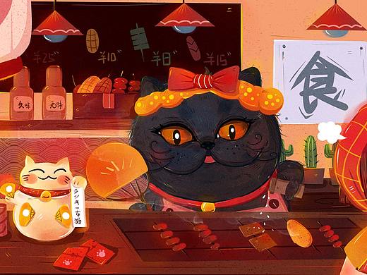 猫一岁生日纪念插画