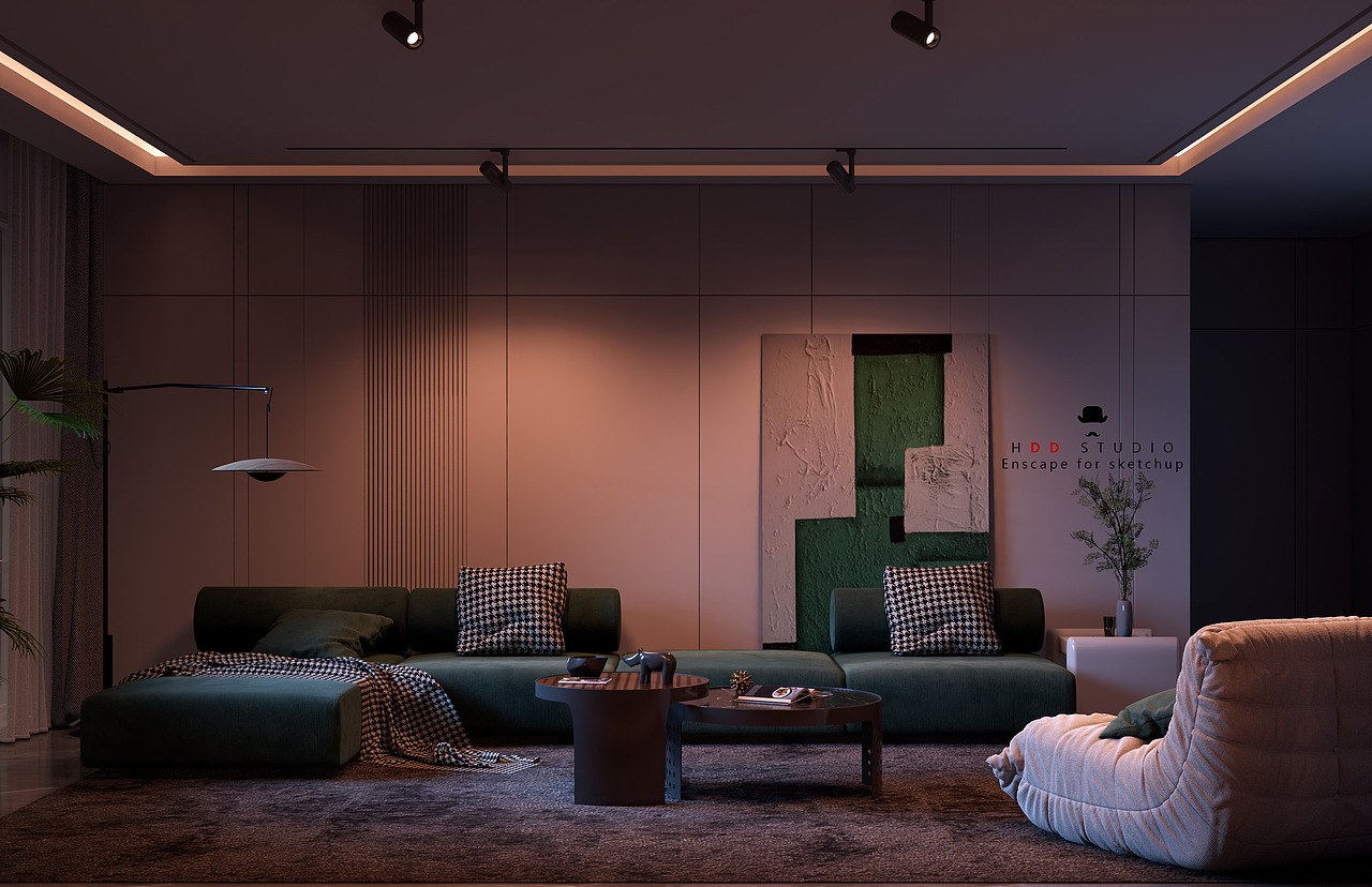 Enscape for sketchup┃现代无主灯设计（图ZMjUwMDQ1ODYw） - 家装设计 - 站酷设计师黄豆豆丶0原创素材 - 站酷ZCOOL