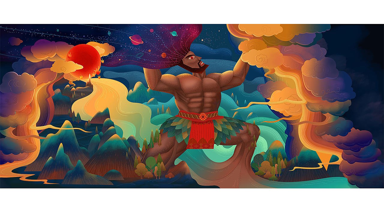 小米mix20创意海报盘古开天地