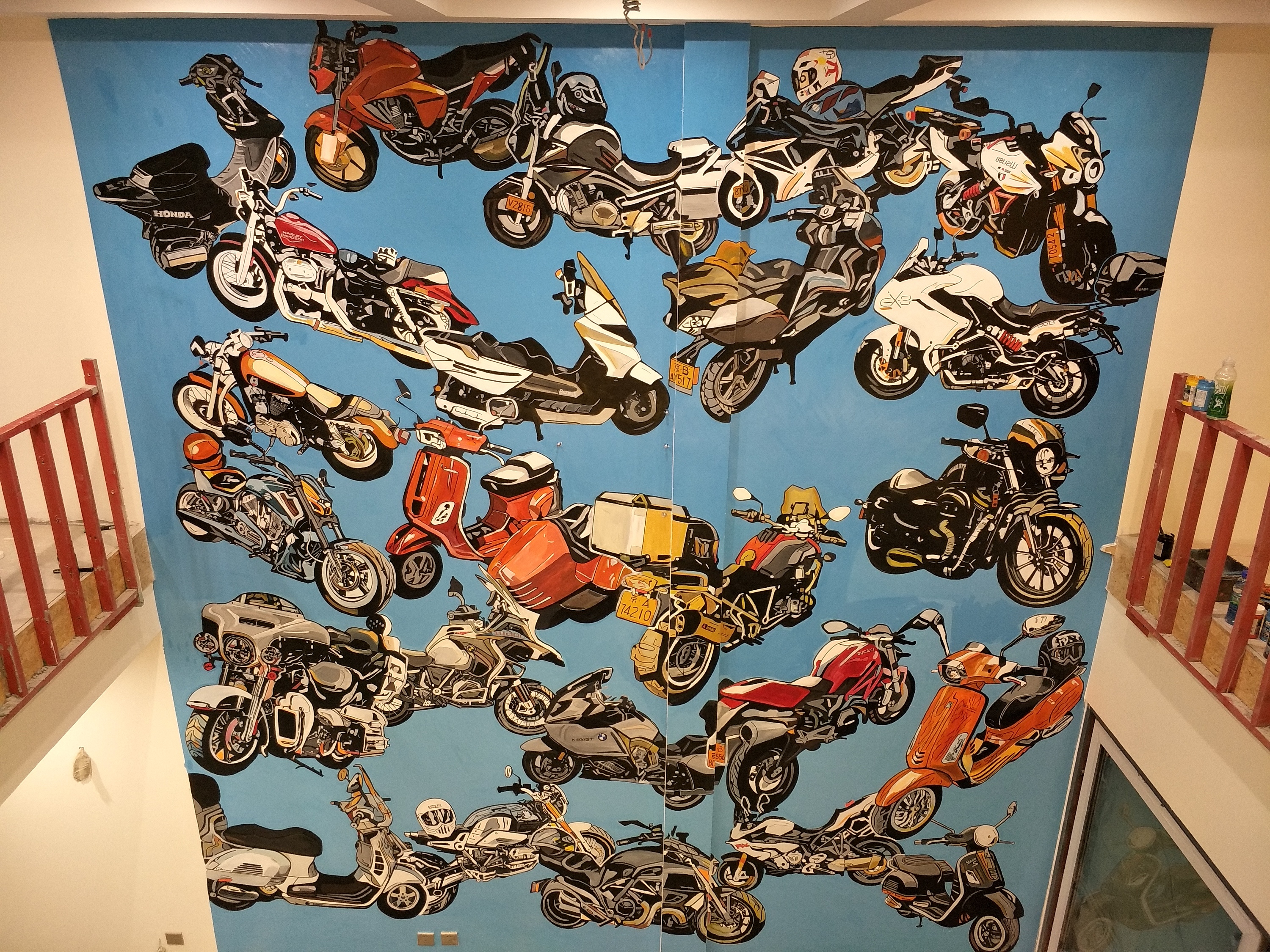 别墅机车手绘墙(3)完成