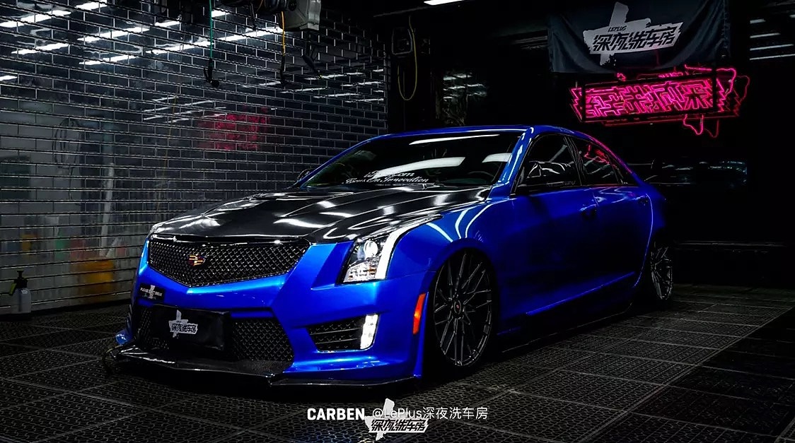 凯迪拉克atsl改装海外版包围套件v脸前杠中网 开孔机盖