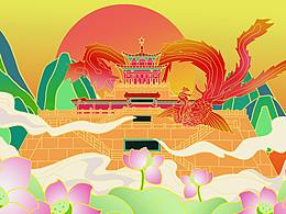 济南解放阁SAI国风插画