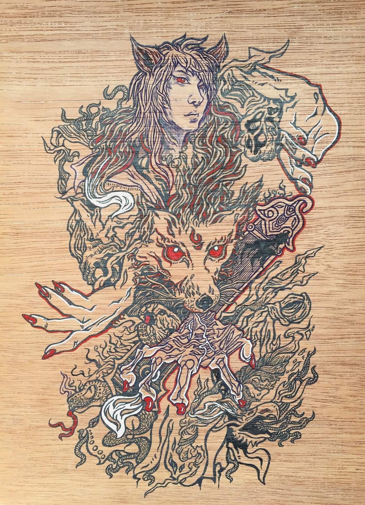 小飞的木板画—狐不归