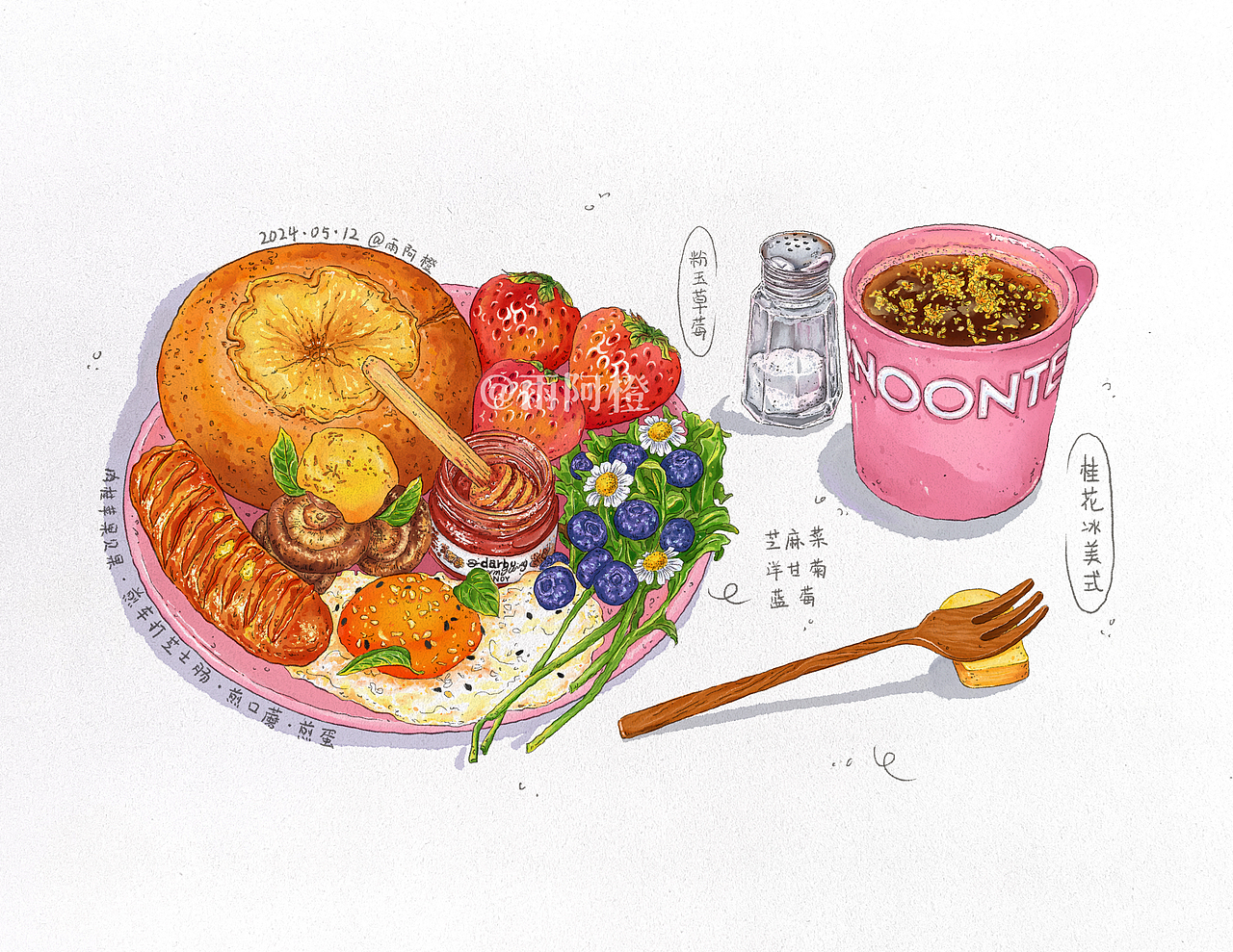 钢笔淡彩.美食