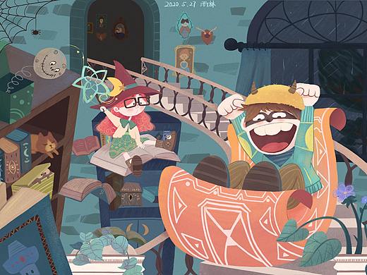 夜行古堡（個人主頁-ZNDUxMDU4NDQ=） - 兒童插畫 - 站酷設計師香橙雨林原創(chuàng)素材 - 站酷ZCOOL