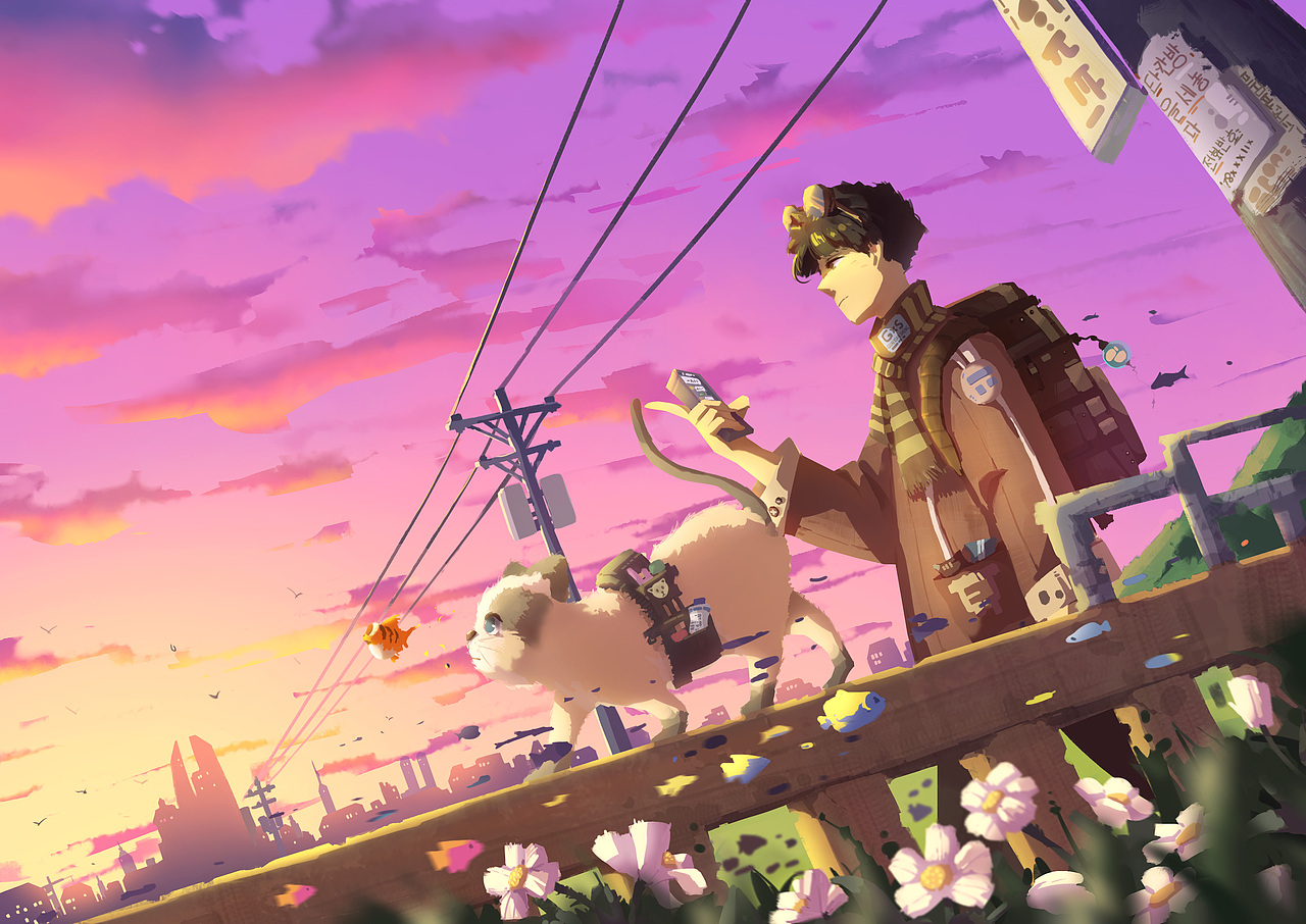 晚霞（图ZMjg2MjI3Mzg0） - 创作习作 - 站酷设计师插画师怪先生原创素材 - 站酷ZCOOL