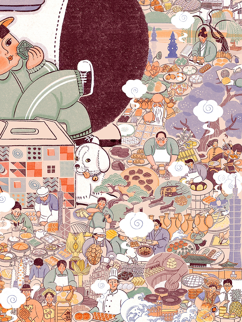点点心意暖九州——中华传统糕点掠影（图ZMzY5MTkzMzMy） - 艺术插画 - 站酷设计师邵小花卷原创素材 - 站酷ZCOOL