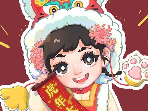 虎年大吉——虎头帽小女孩