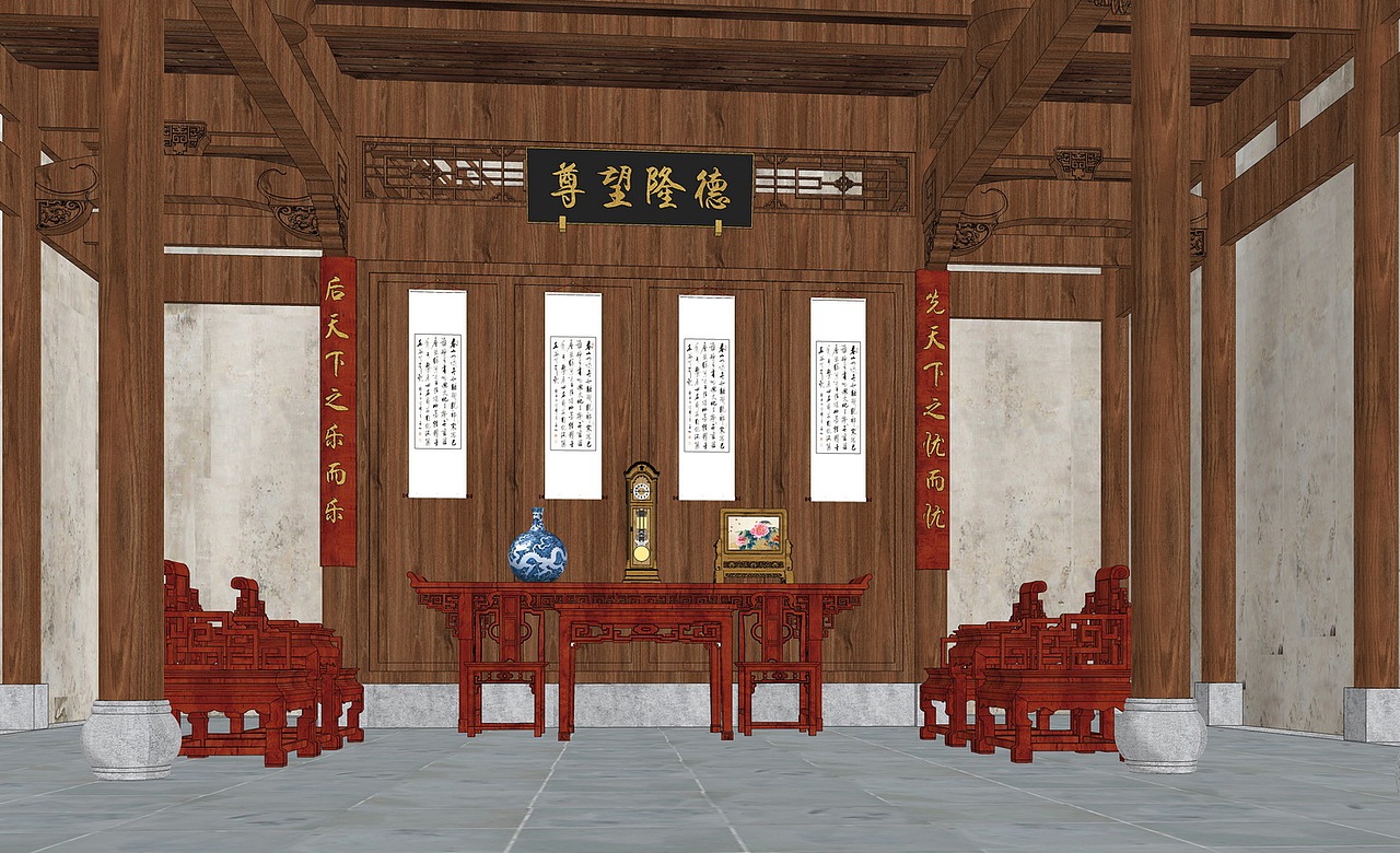 清代徽派祠堂SU模型下载（图ZMjcxMjY5NzQ4） - 建筑设计 - 站酷设计师素模网原创素材 - 站酷ZCOOL