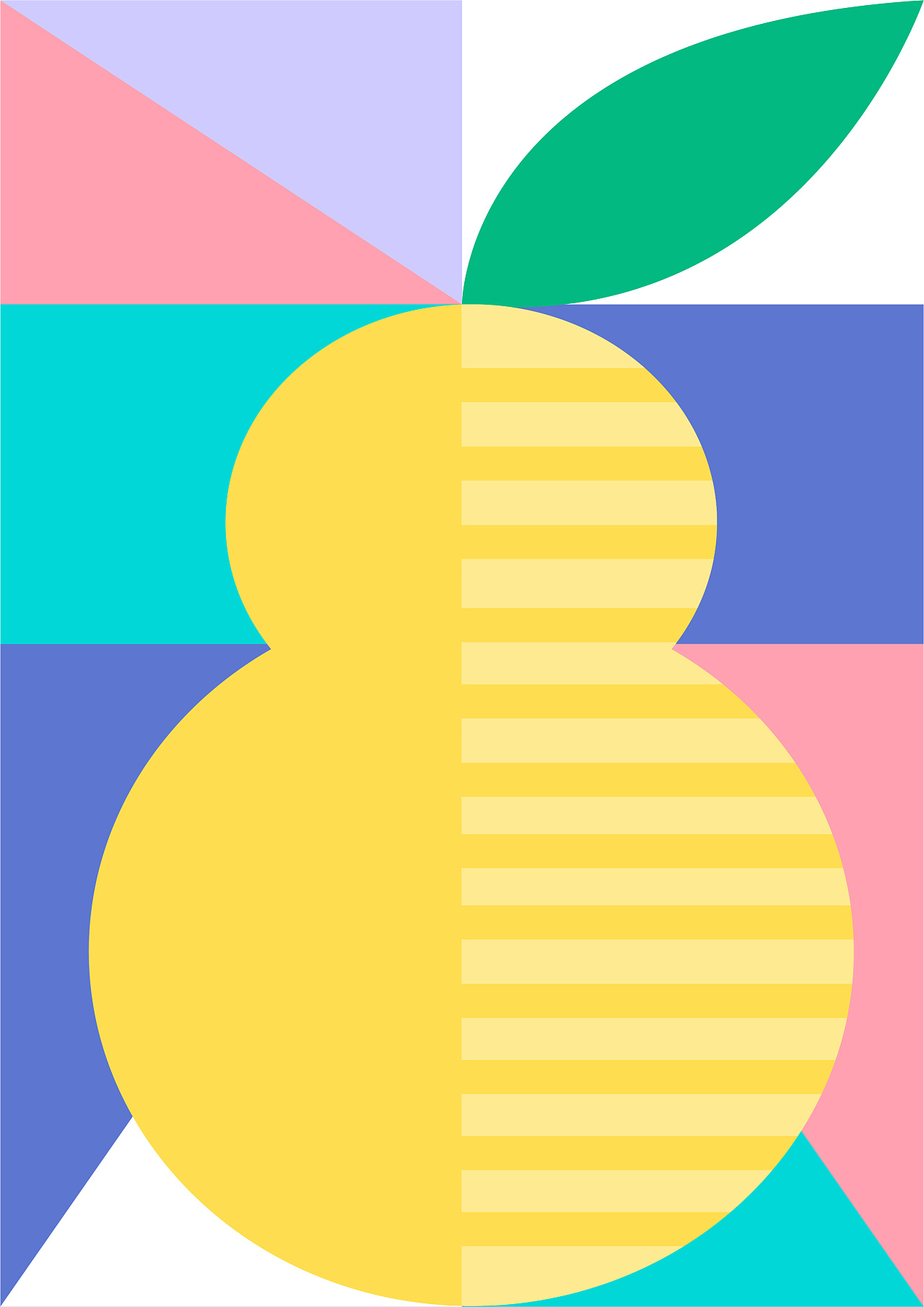 扁平几何水果插画