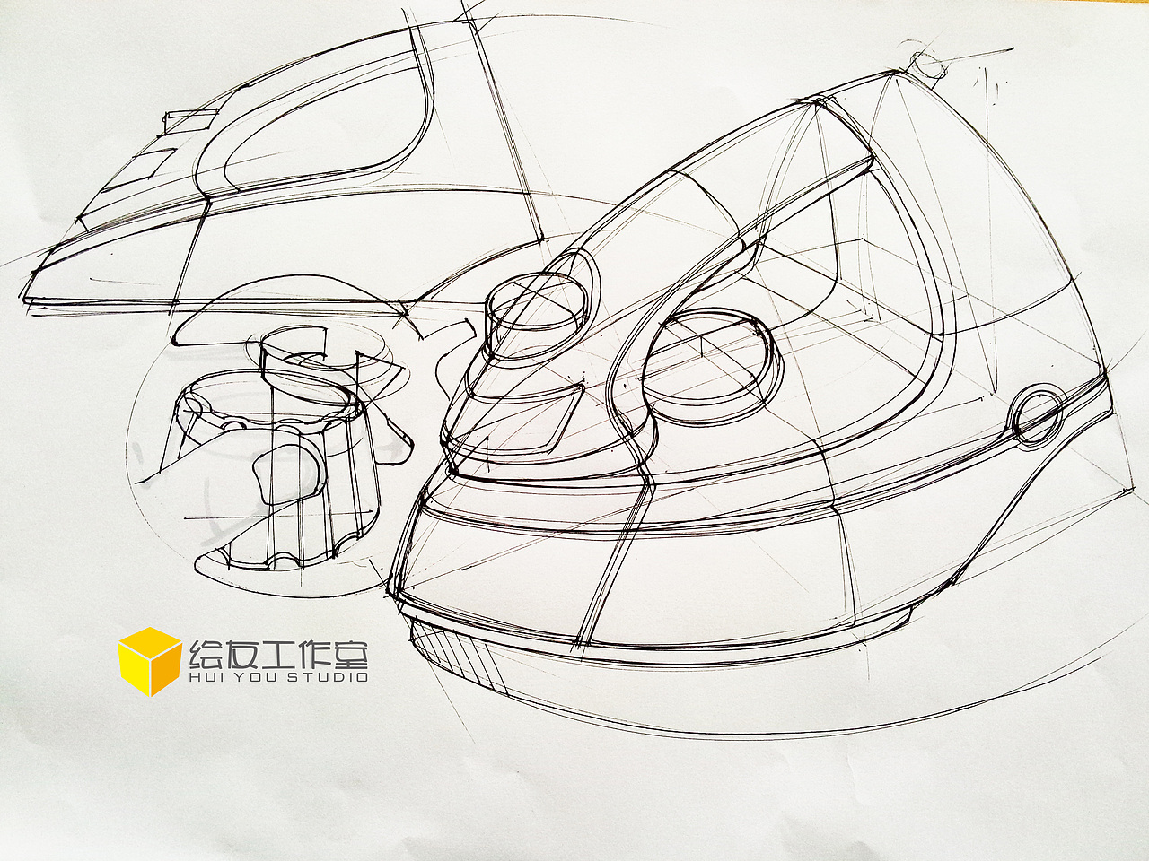 工业设计产品手绘之电熨斗内含作画视频过程