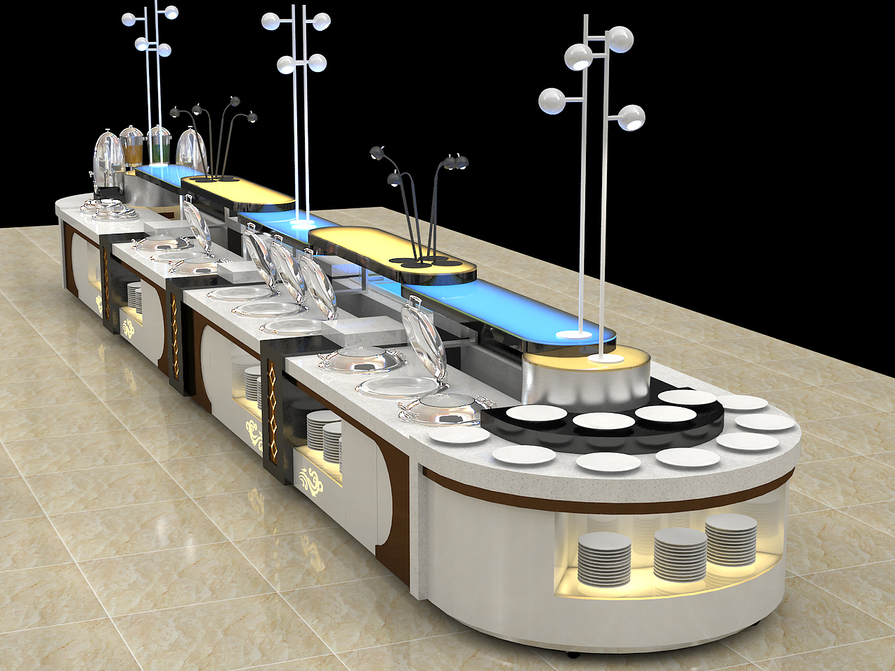 迪克石材自助餐台 固定自助餐台自助餐台图片设计定制