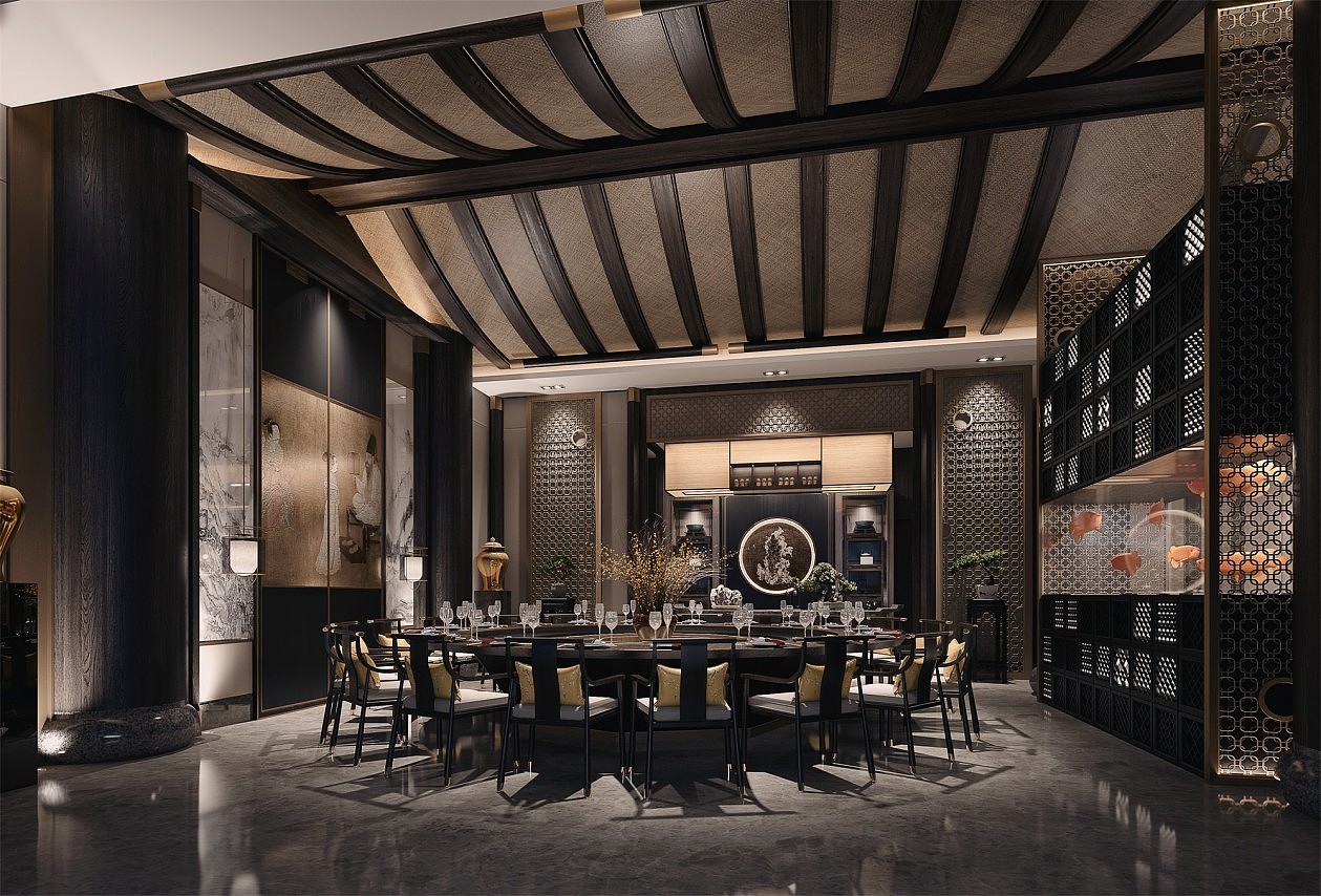 新中式酒店包间|空间|酒店餐饮设计|豆豆abc - 原创作品 - 站酷