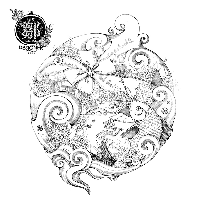 《梦幻花城》南宁城市道路黑白插画（图ZNTIzOTEwNDg=） - 商业插画 - 站酷设计师鄒慶原创素材 - 站酷ZCOOL