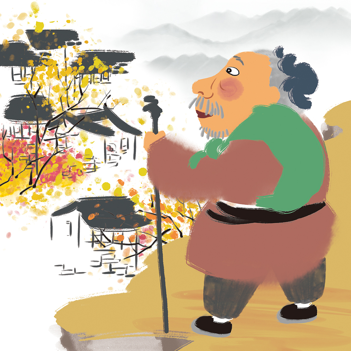 儿童绘本中国风水墨插画（图ZMTEyMjAzMzI4） - 绘本 - 站酷设计师汉图文化公司原创素材 - 站酷ZCOOL