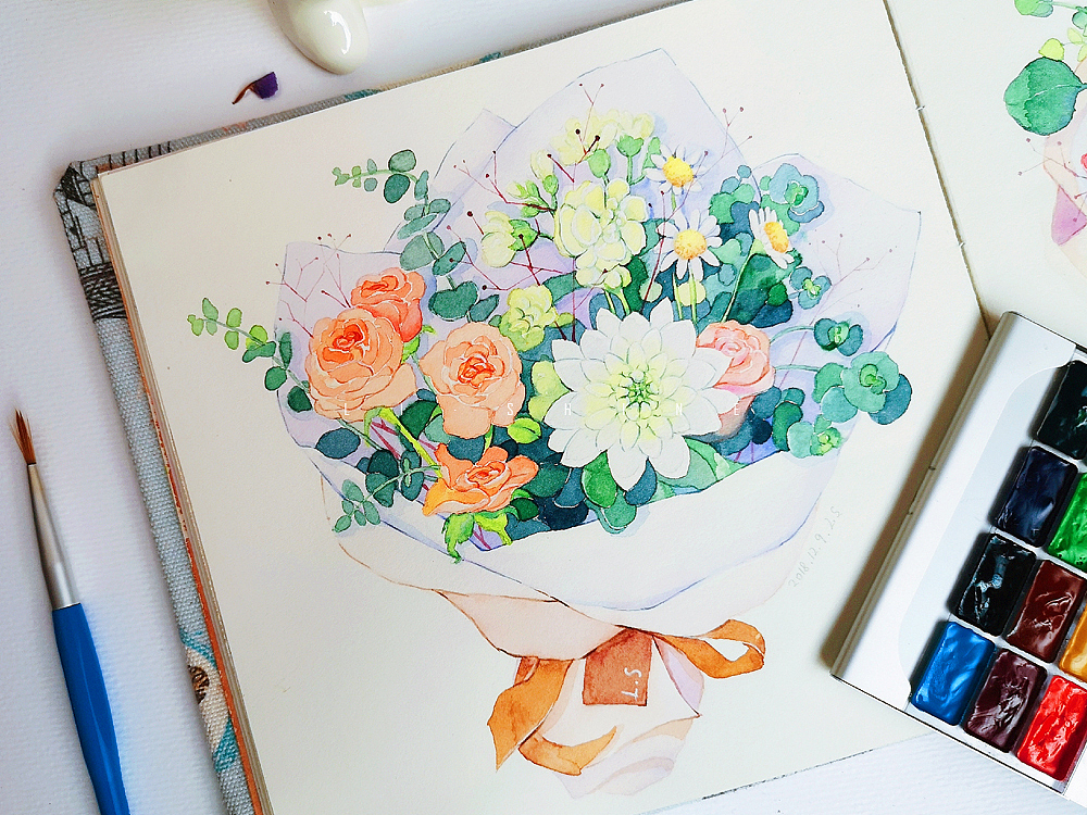 水彩练习鲜花与美食（图ZMTM5MTI4NzM2） - 创作习作 - 站酷设计师Shine小画原创素材 - 站酷ZCOOL