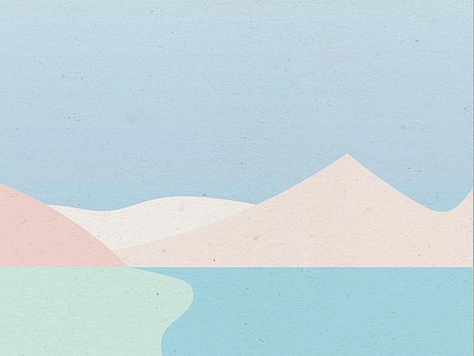 极简风-山川湖海插画
