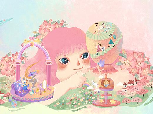 38女生节插画，也是一张送给春天的画