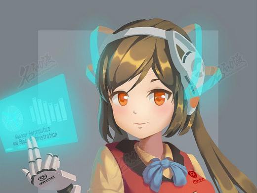 武装女子高校生插画背景模板