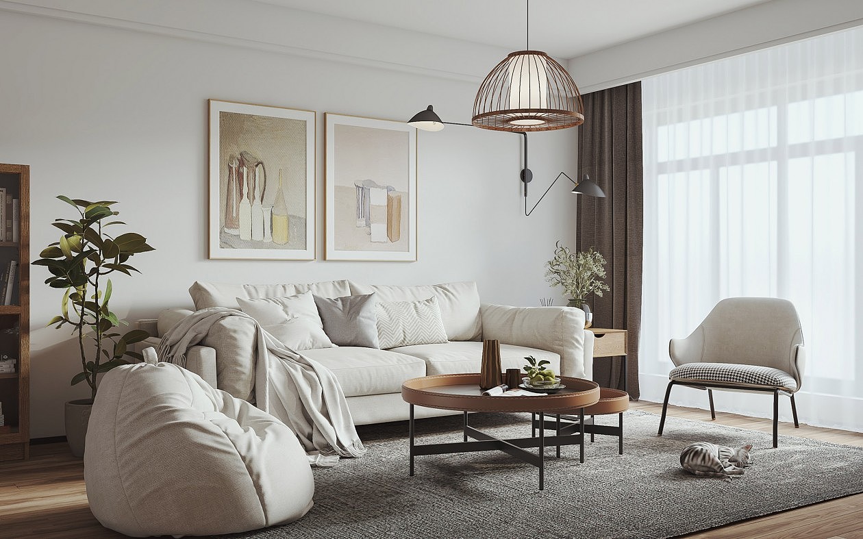 北欧客厅全景效果图设计（图ZMjgzODgxOTU2） - 家装设计 - 站酷设计师王彤ing原创素材 - 站酷ZCOOL