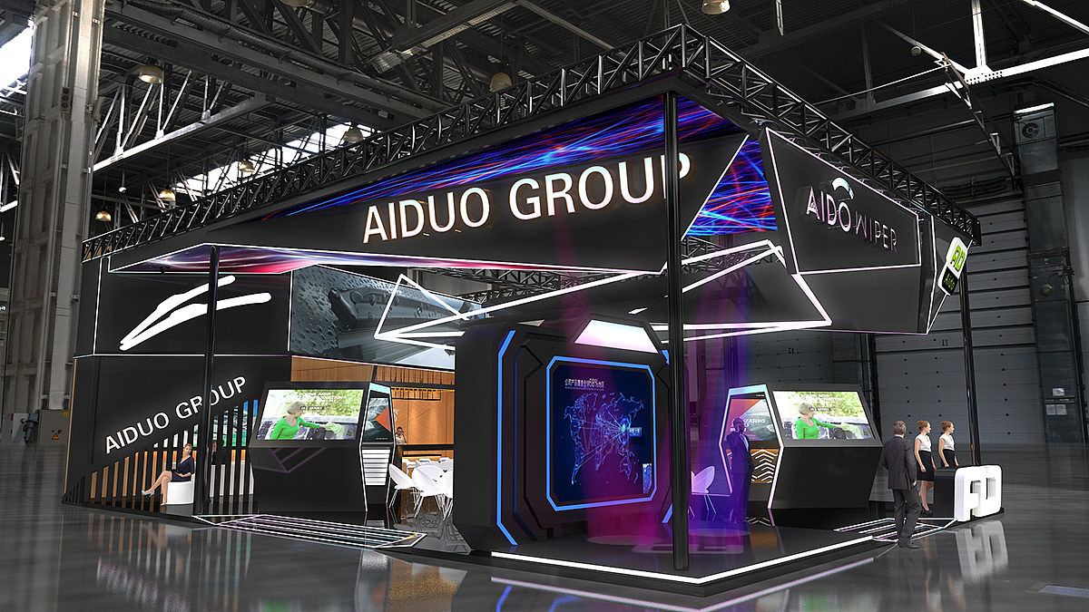 时尚科技雨刷展位展会展台3d效果图设计制作