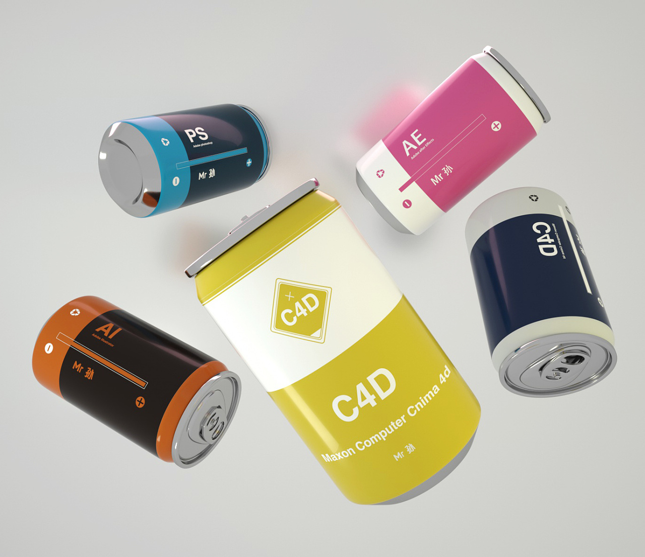 3d易拉罐饮料包装c4d