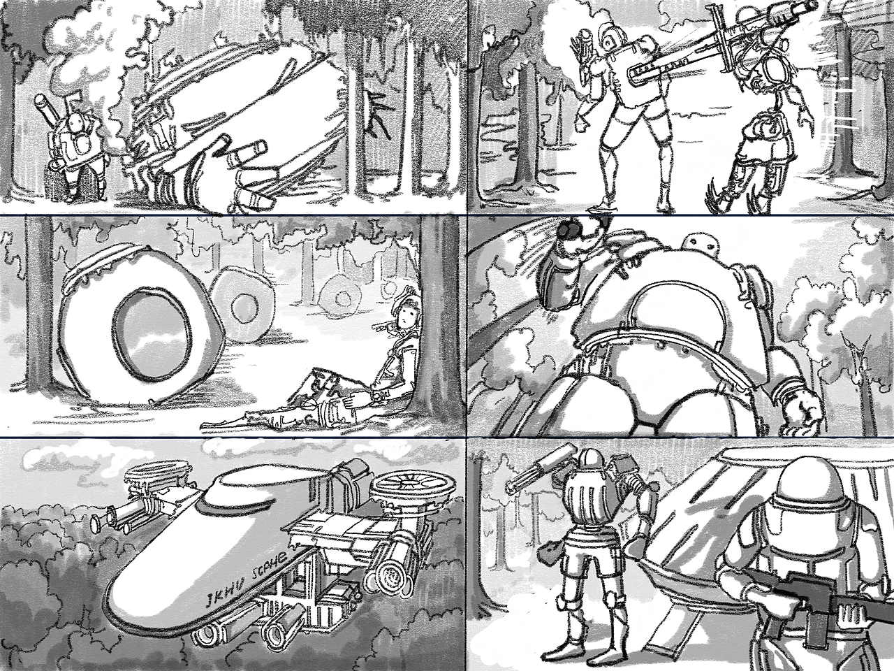 《科幻与森林》手绘插画（图ZMjAwOTQ2NDcy） - 创作习作 - 站酷设计师全糖巧克力牛奶原创素材 - 站酷ZCOOL