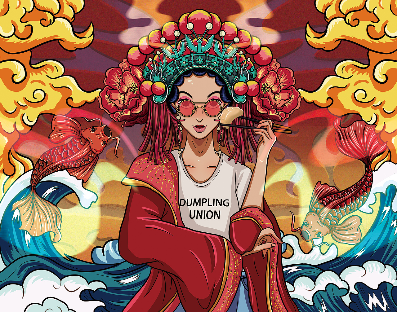 国潮插画---京剧女孩