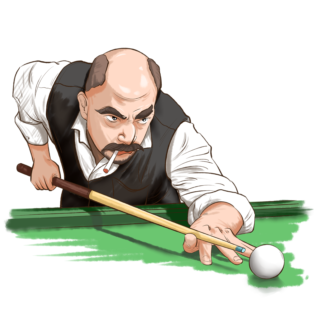 手绘台球桌球运动插图插画