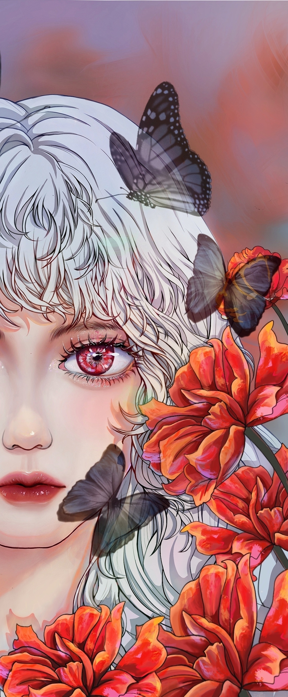 少女与花的插画