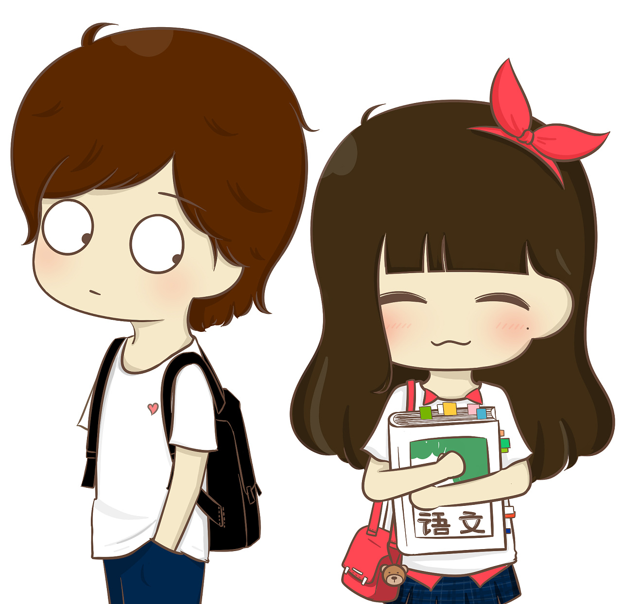 情侣头像|插画|商业插画|小希与阿树 - 原创作品 - 站酷 (zcool)