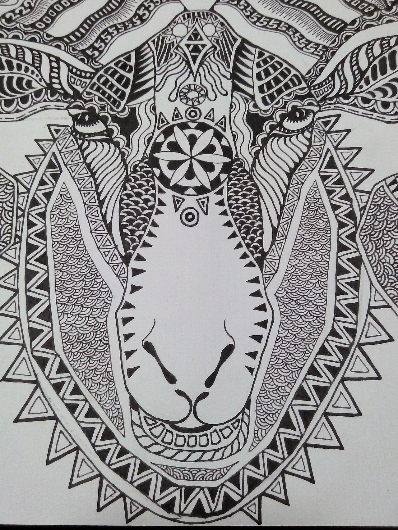 羊黑白装饰插画