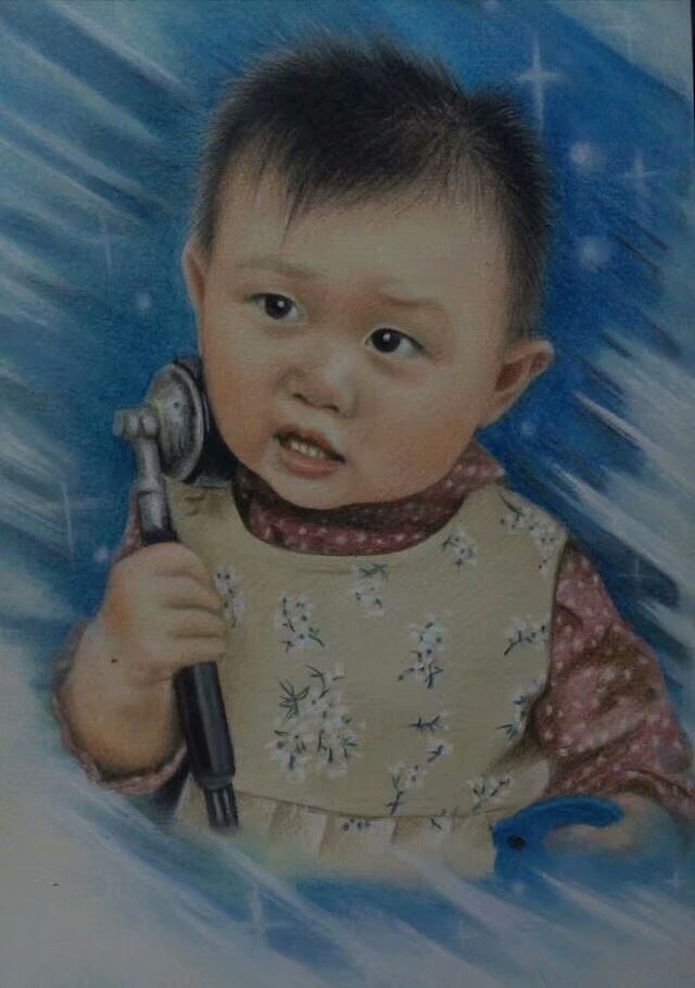 接电话的萌娃（图ZMTE3NjU0NDE2） - 绘画 - 站酷设计师李胜仁原创素材 - 站酷ZCOOL