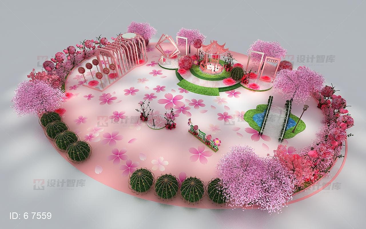 zs-春暖花开网红少女粉色风格樱花节拍照美陈-0331_设计智库-站酷