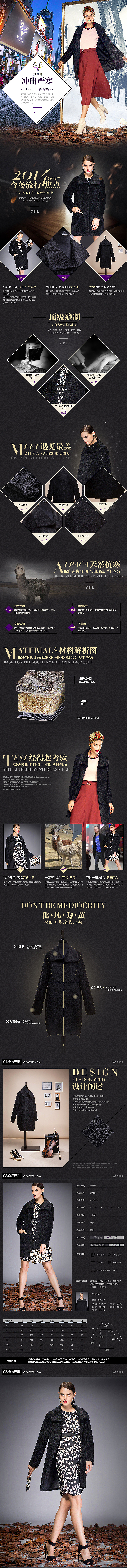第一个开始将文案完美视觉化的开始。以冲出严寒为创意主线,讲述一个穿着此款衣服的保暖性犹如从冬天跨入春天般的温暖,并在纽约时代广场走在时尚前沿,成为时尚的焦点。解决了“衣服保暖,不时尚,不美观”“衣服美观时尚,但是不保暖”的千古难题。继续沿用记忆图形,增加页面的记忆点。
