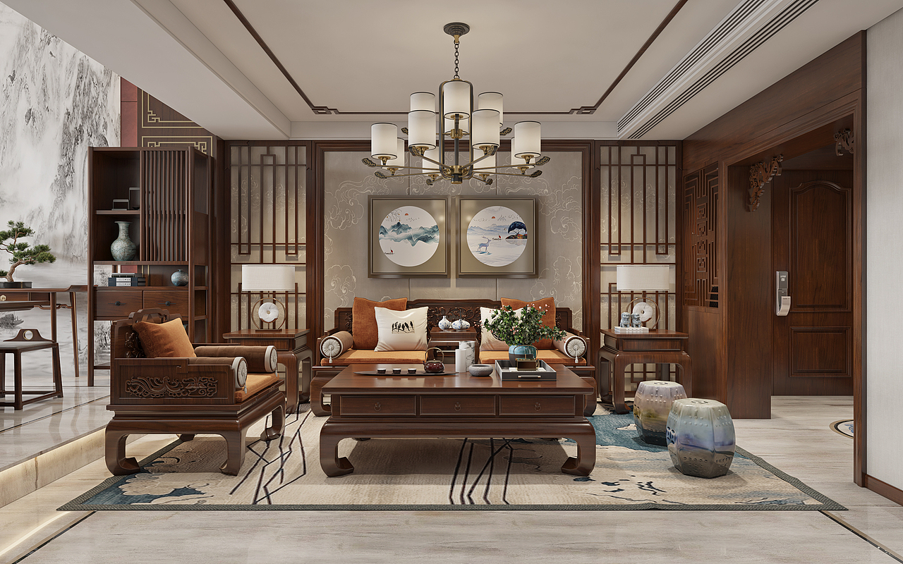 中式复式楼（图ZMjcwNjAxNTE2） - 家装设计 - 站酷设计师积木空间视觉表现原创素材 - 站酷ZCOOL