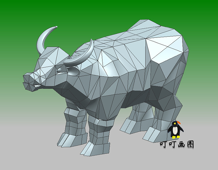 折纸模div设计三角形钻石切面3d牛模型设计图